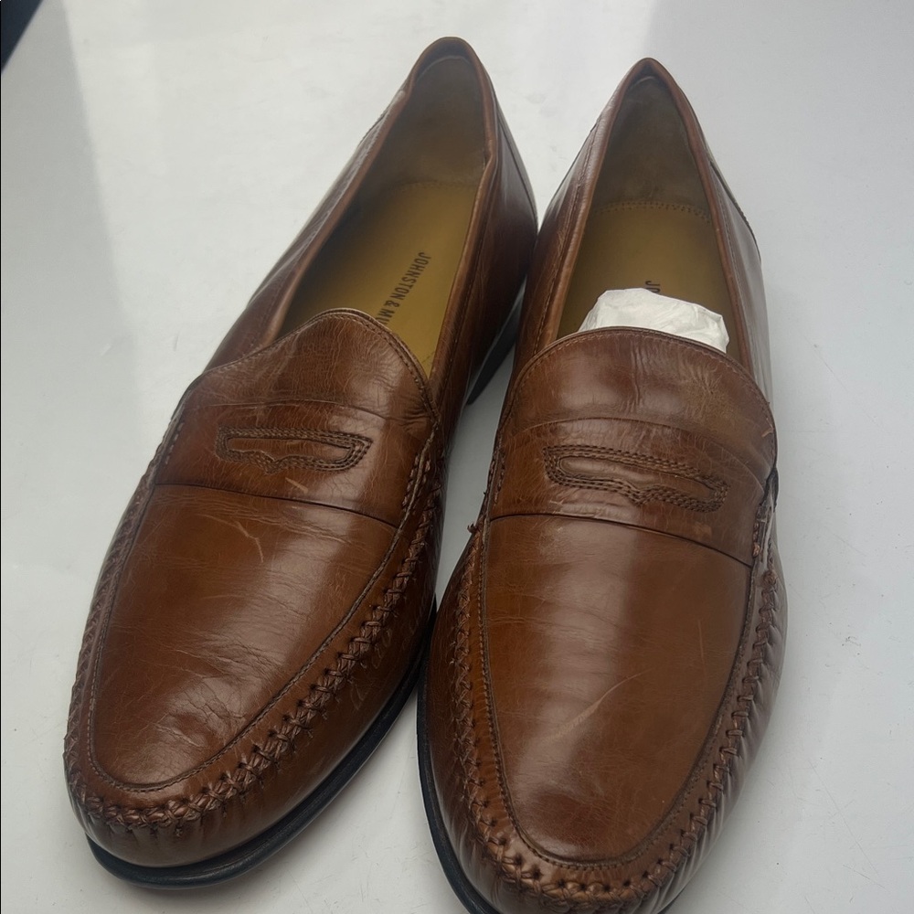 Johnston & Murphy Tan Leather Slip-On Loafers